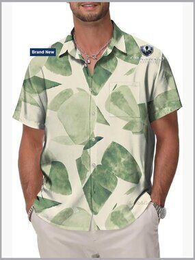 Men's Short Sleeve Button Down Hawaiian Shirt with Pocket